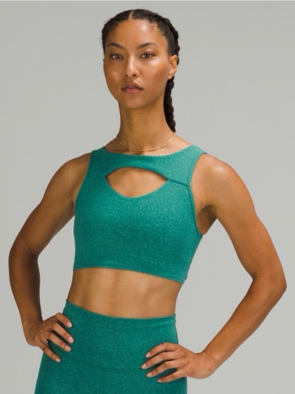 Lululemon Everlux Cut-Out Train Bra*Medium Support,B/C Cups Crunch Teal Lagoon
